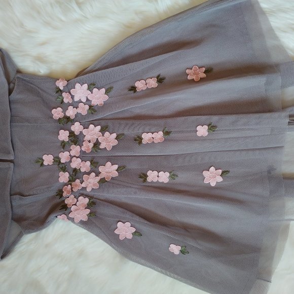 Off shoulder Floral Mesh Bardot Skater Dress - Picture 5 of 16